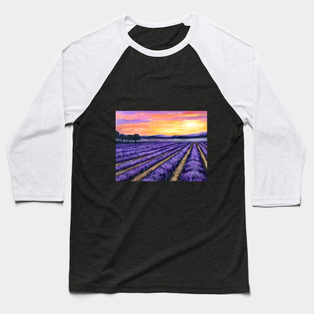 Sunrise over Lavender Baseball T-Shirt by ColetteBaumback